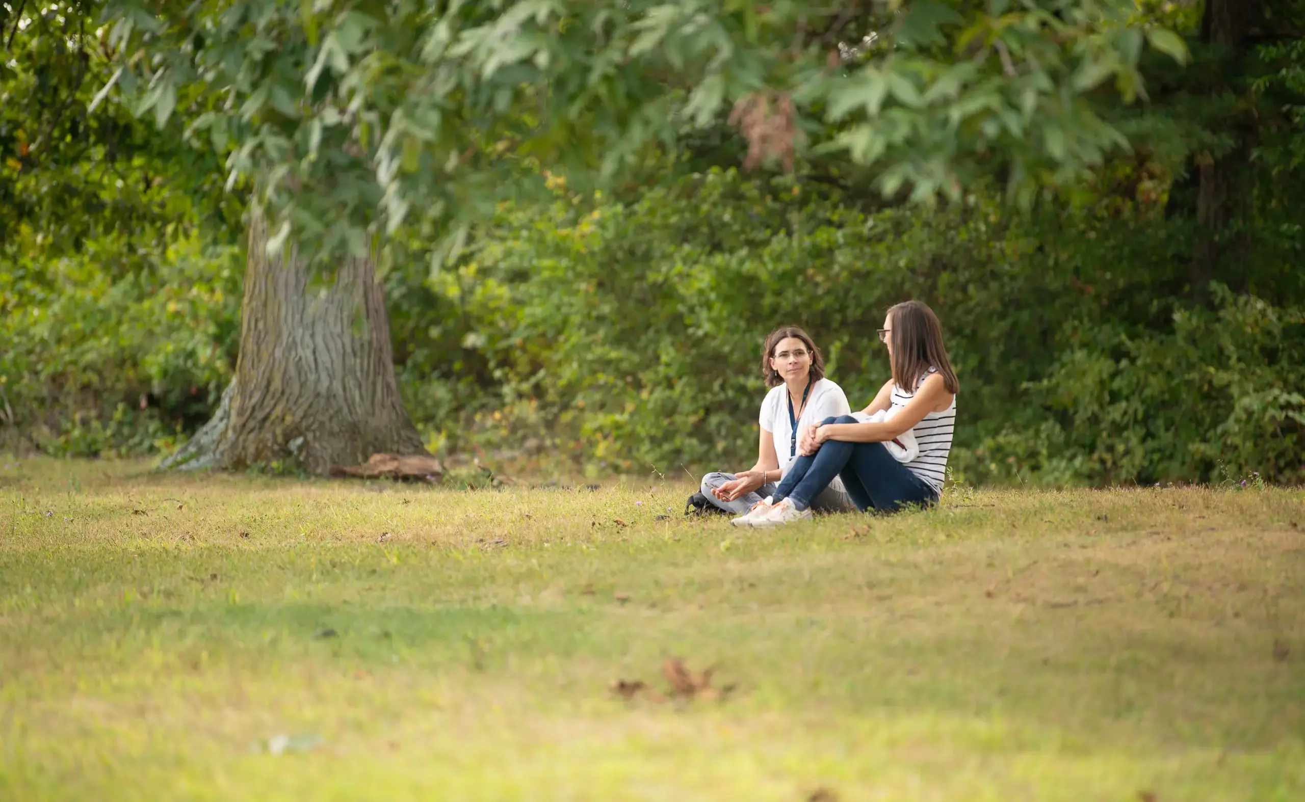 Staff sitting on field