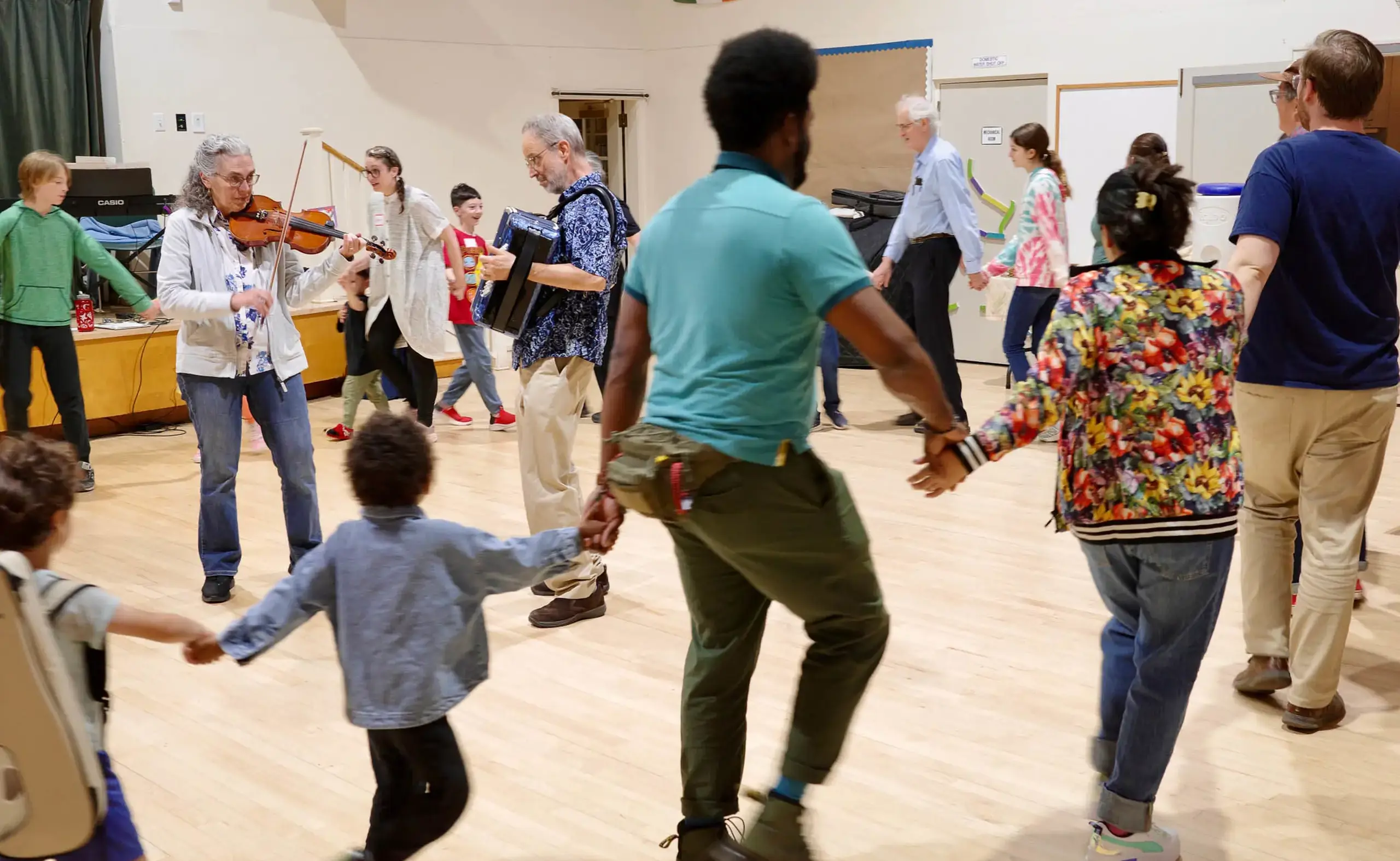 Group dancing in hall