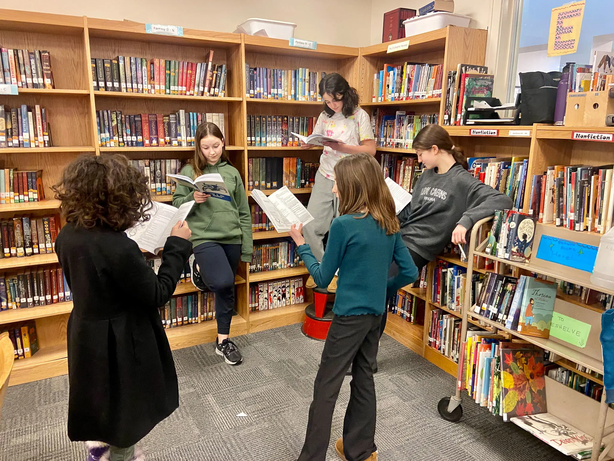 Students reading in library