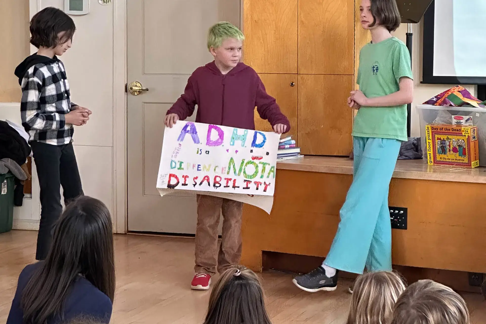 Student presenting poster about ADHD